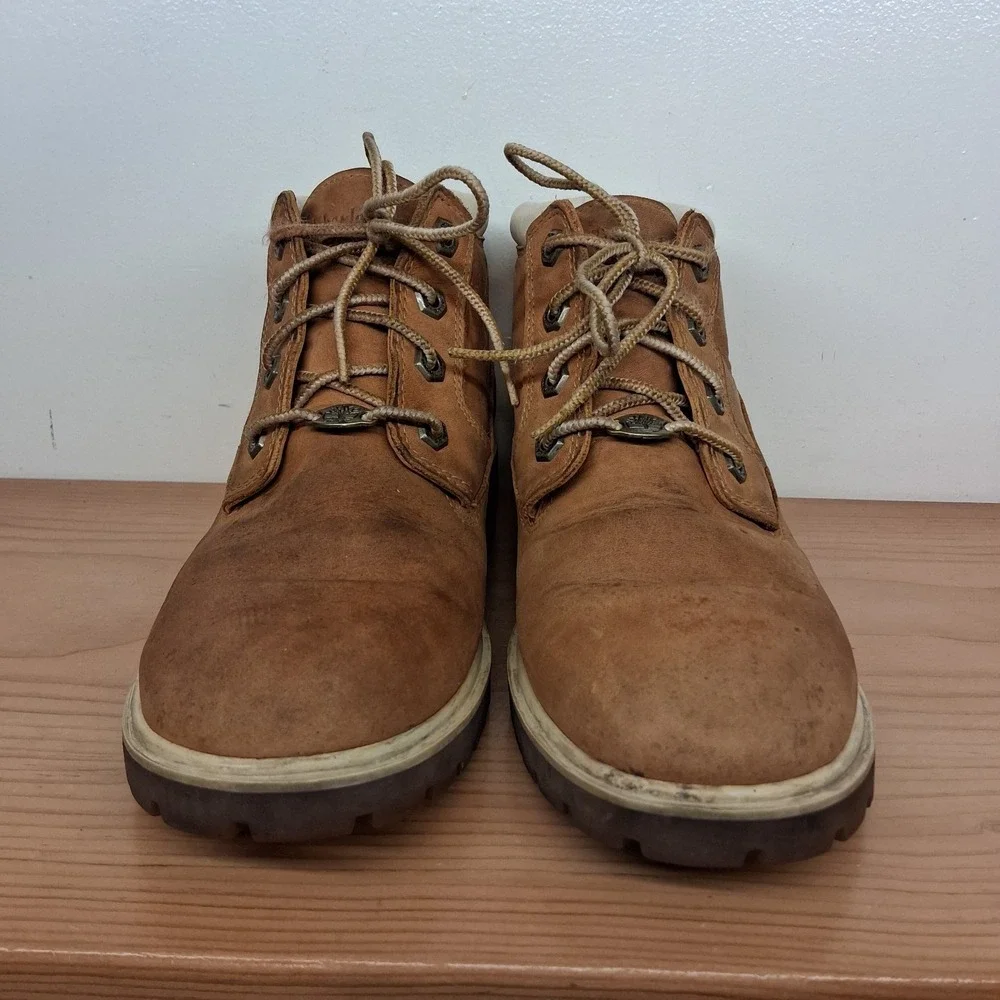 Vintage Y2K Timberland Leather Ankle Chukka Boots‎ Spell Out Logo Women's 8 M